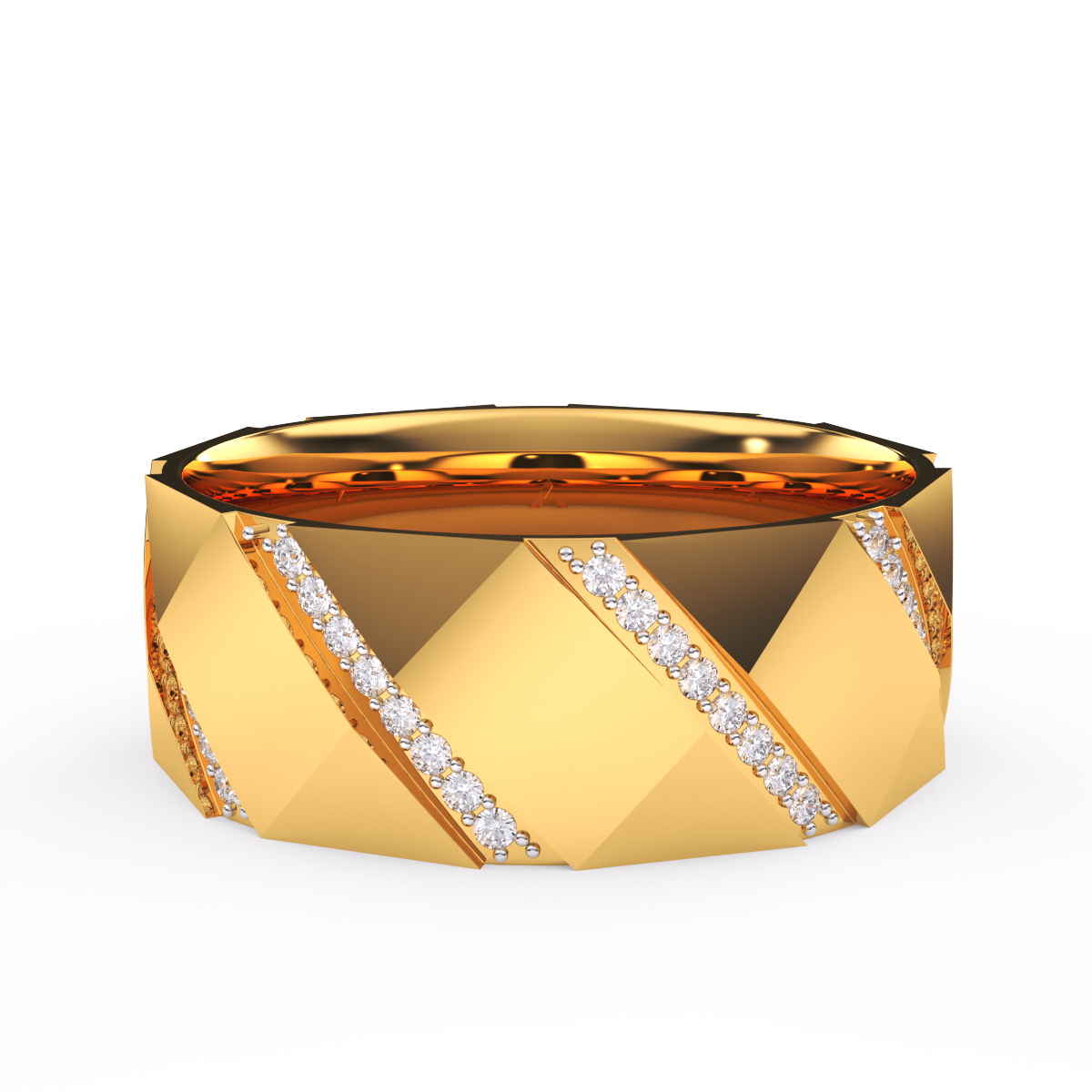 Attractive Diamond Wedding Mens Band